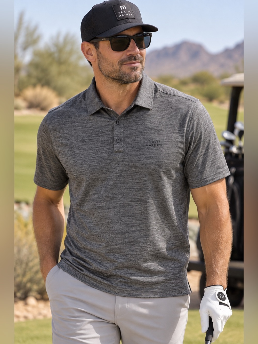NWOT Travis Mathew Charcoal  Grey Golf Polo